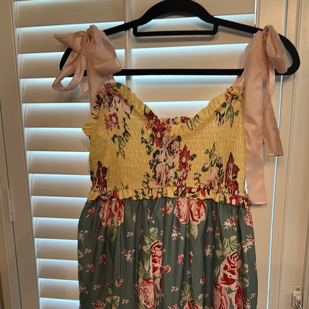 Yellow and Pink Midi Dress for Summer